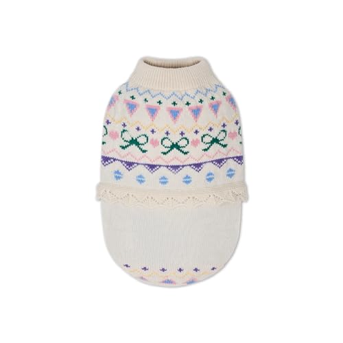 オリジナル リボン ニット ペットセーター 韓国風 小型犬・猫用 秋冬服 女の子風