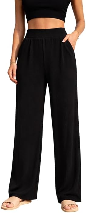 Polycotton Regular Fit High-Waist Full Elasticeated Trousers for Women & Girls | Super Soft & Comfortable | Stylish & Elegant Trouser Pants for Casual Outings, Parties, Office,Travel & Gift
