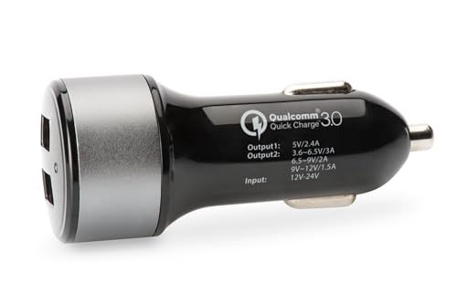 Ednet E84103 Caricabatteria Per Auto Quick Charge, 3.0, 2 Porte, 3 A - 2