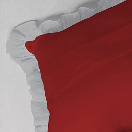 Image of YRM Bedding's Ruffle Beautiful Cushion Cover | Super Soft Elegant Premium Microfiber Frill Cushion Cover Set of 2 (16 inchx16 inch Inches) (Burgundy /Silver Grey)