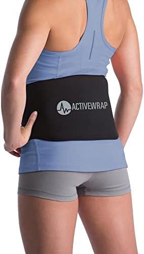 ActiveWrap - Back Ice Pack for Back Pain, Swelling, Sprain, Spasm, Stiffness and More, Reusable Ice Pack for Injuries with Compression Strap, Use for Hot and Cold Therapy, Small/Medium