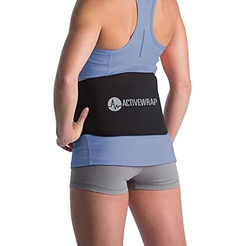 ActiveWrap - Back Ice Pack for Back Pain, Swelling, Sprain, Spasm, Stiffness and More, Reusable Ice Pack for Injuries with Compression Strap, Use for Hot and Cold Therapy, Small/Medium Cover