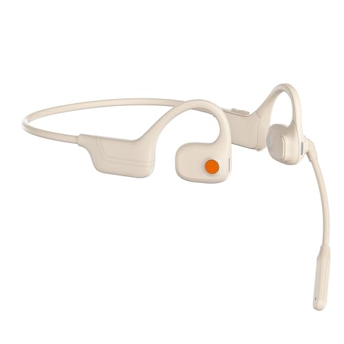 Image of AYI Open Ear Air Conduction Bluetooth Headphone Dual Mic Rotatable Boom Mic Active Noise Cancellation IPX5 Waterproof Bluetooth 5.4 Pain-Free Design for Sports Work Outdoor Activities-DG White