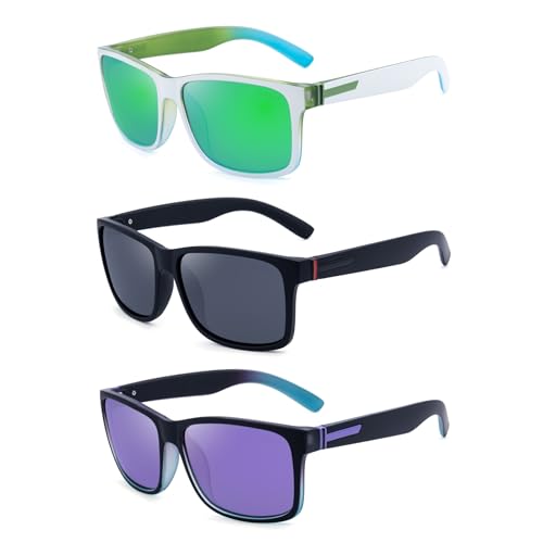 LECKIRUT Vintage Polarized Sunglasses 3-Pack - Unisex
