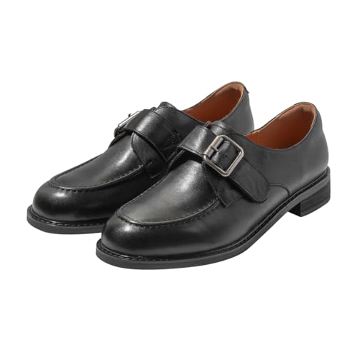 Image of ONEENO Women's Flat Leather Buckle Loafer