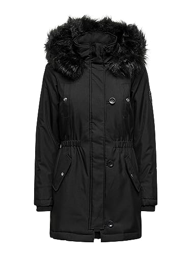 ONLY Damen Winterparka Iris 15213755 Damenjacke mit Fellkapuze black: black fur XXL