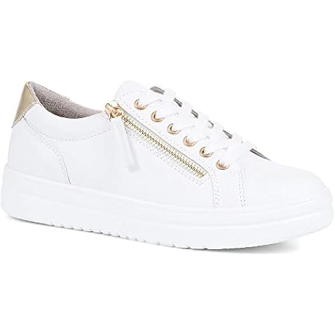 Pavers Ladies Supportive Lace-Up Trainers in White Cover