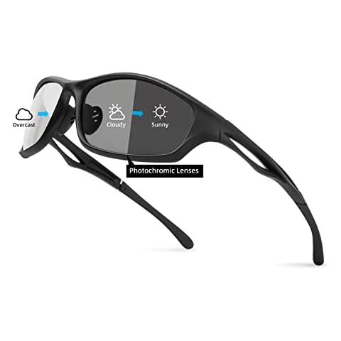 Bloomoak Sport Photochromic Sunglasses for Men & Women/Polarized Driving Glasses/UV Protection / TR90 Unbreakable Frame/Running/Cycling/Fishing/Golf Cover
