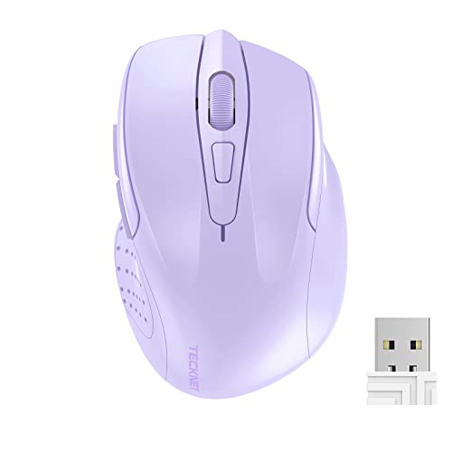 TECKNET Wireless Mouse for Laptop, 2.4G Quiet Computer Mouse with USB Receiver, 4 Buttons Portable Cordless Mice for Chromebook, Laptop, PC, Mac, 800/1200/1600 DPI - Purple Taro