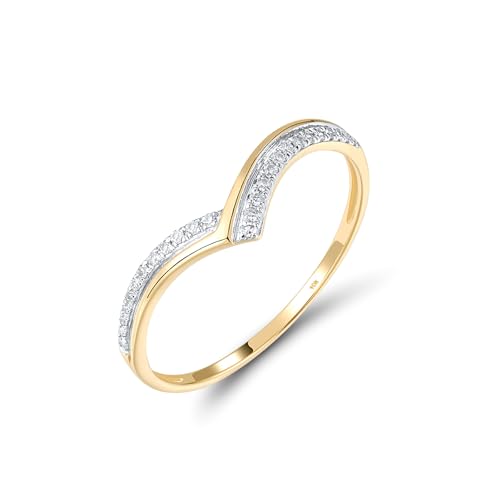 Santuzza 10K Solid Gold Genuine Diamond Dainty Twisted Stacking Ring for Women