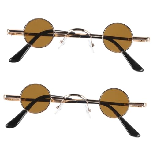 GALPADA 2pcs Hip Hop Sunglasses for Women Circular Party Glasses Vintage Round Eyewear Metal Frame Perfect for Halloween and Parties