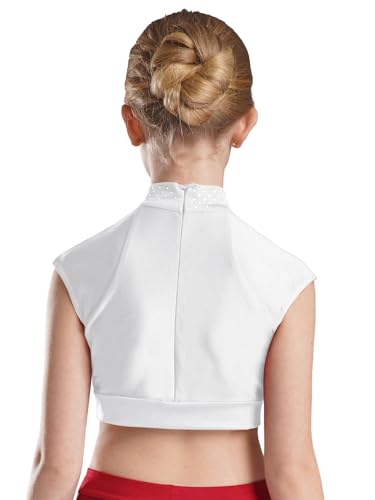 easyforever Kids Girls 2 Pieces Athletic Gymnastics Dance Outfits Shiny Crop Tank Tops with Shorts Set Activewear4