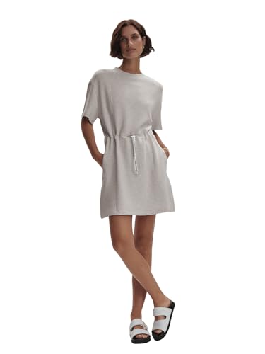 Image of COCOMARTS Dresses for Women Summer Short Sleeve Crew Neck Sweatshirt Dress Drawstring Waist Tunic Tops Mini Vacation Sundress