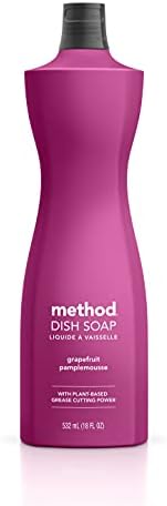 Method Gel Dish Soap, Grapefruit, Biodegradable Formula, Tough on Grease, 18 Fl Oz (Pack of 1)