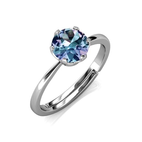 Color-Changing Alexandrite Round Ring – Elegant Vintage Alexandrite Ring – Vintage Style 925 Sterling Silver Engagement Jewelry for Her2