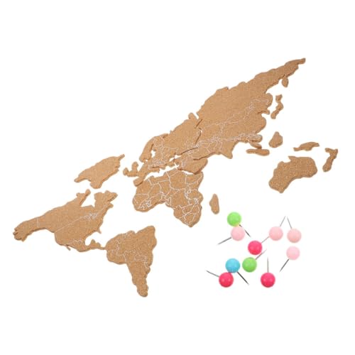 IMUSINICE Tablero de Corcho Adhesivo con Mapa del Mundo de Madera, Diseño con Rayas, Tamaño Pequeño, Decoración de Pared para Hogar y Oficina, Adecuado para Marcar Viajes Color Aleatorio
