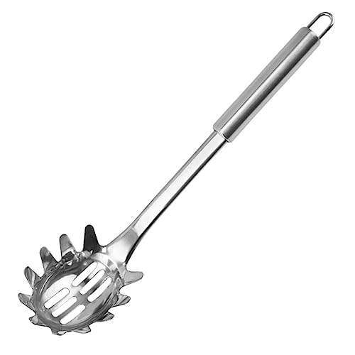 NAMOARLY Spaghetti Spoon Noodle Spoon Kitchen Noodle Spoon Reusable Pasta Spoon Pasta Server Utensil Cooking Pasta Fork Spaghetti Strain Spoons Noodles Colander Stainless Steel Silver