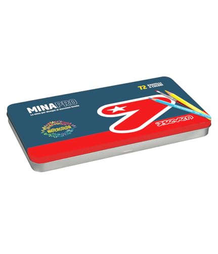 Lápices de colores Seven Pastelli Scuola Minapro con caja de metal de 72 piezas efecto acuarela