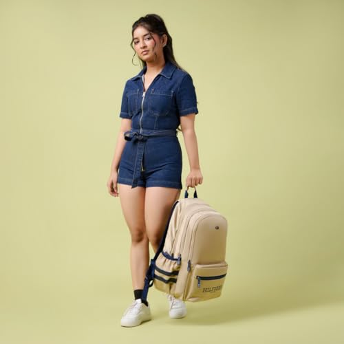 Image of Tommy Hilfiger High School & College Backpack Ridge | Large Capacity New York Print Student Bag with Vislon Zip | 3 Compartments | Extra Utility Pouch & Rain Cover | 38L Capacity