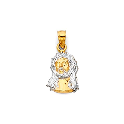 Collar de oro amarillo de 14 quilates y oro blanco con colgante grande de 11 x 21 mm, joyería de regalo para mujeres, Metal Cover