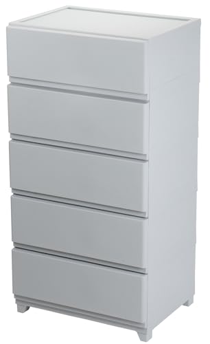 JEJアステージ(JEJ Astage) 収納ケース 壁付デコニー シーヴォ 5段 ワイド ライトグレー 簡単組立 日本製 幅54×奥行41.7×高さ106.1cm