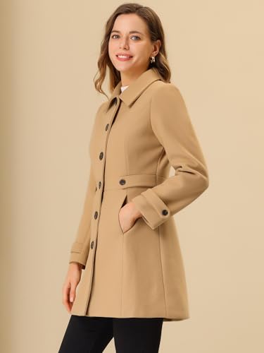 Image of Allegra K Women's Winter Classic Overcoat with Pockets Single Breasted Coat | Soft pea coat, Fully lined outerwear, Trendy, Fall office peacoat, Warm casual holiday everyday wear,