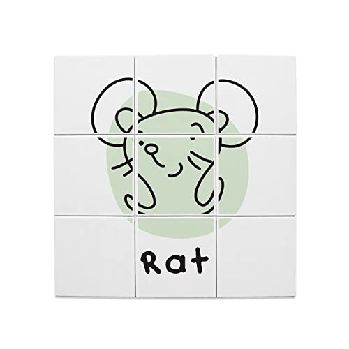 Carreaux céramique décoratif rat signe astrologique chinois dessin zodiaque