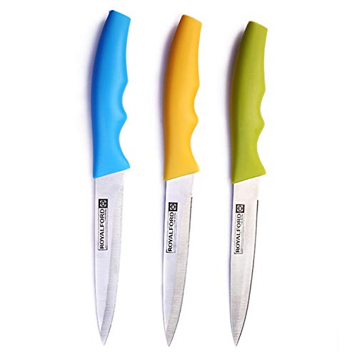 Royalford Kitchen Knife, 3PC - All Purpose Small Kitchen Knives Set - Ultra Sharp Stainless-Steel Blade, 12.5 cm - Cooking Knife with Ergonomic Handle, Fruit Knife, Suitable for Home and Restaurant