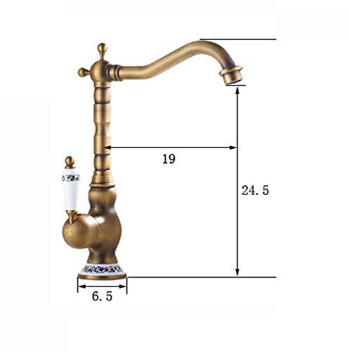 Grifo Monomando para Cocina o Baño, Mezcladora Giratorio 360°, Grifo para Lavabo (Cartucho Cerámico, Montaje con un Orificio)
