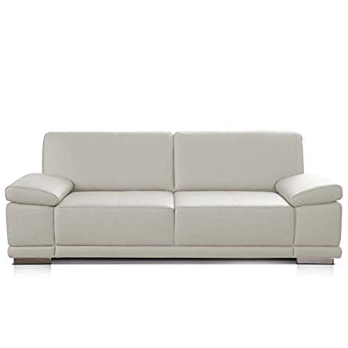 CAVADORE Corianne Sofá de 3 plazas Fabricado en Piel sintética, diseño Moderno, reposabrazos Ajustable, Medidas 217 x 80 99 cm y Color Blanco