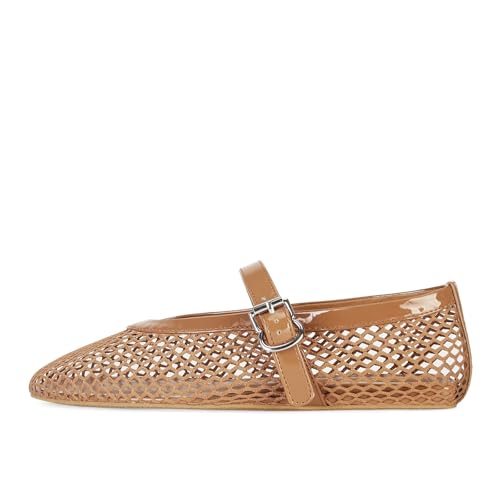 Image of MICIFA Women's Mesh Ballet Flats Fishnet Ballerina Flats Buckle Strap Mary Jane Causal Daily Dress Shoes