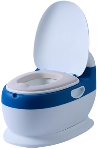 SIzlaho おまる 子供用 トイレトレーニング イス型 子供用トイレ 補助便座 幼児用便器 男の子 女の子 トイレトレーナー 洋式トイレ 子供用便座 ベビートイレ 滑り止め 抗菌・防臭・洗いやすい 可愛い 携帯便利 旅行用 (ブルーPU)