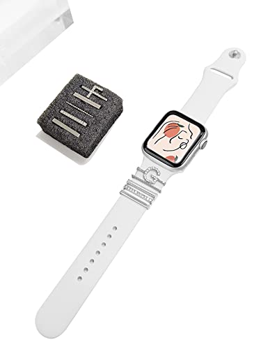 Image of 5Pcs Charms for Apple Watch band 41mm 45mm 40mm 44mm 38mm 42mm 46mm 49mm Women,Diamond+Metal Jewelry Decorative Ring For iWatch series 11 10 9 8 7 6 5 4 se 3 /2,Galaxy watch 7 /6 /5 /4,Strap Accessories