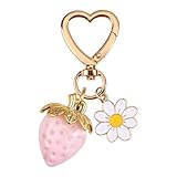 装飾ハートキーリング ストロベリーデイシステーマ 丈夫な樹脂素材 飛沫防止デザイン 日常使用アイテム ストロベリーハートキーホルダー