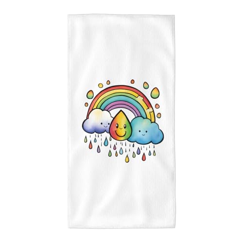 Unkhtt Rainbow Clouds Raindrop - Toalla multiusos con estampado de gotas de lluvia, reutilizable, ecológica, para baño, playa, gimnasio, viajes, yoga, camping