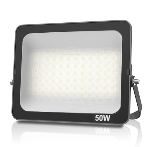 JBdusn Foco LED Exterior 50W, Proyector IP66 Impermeable Luz Exterior 6500K Blanco Frío, Iluminación de Seguridad para Casa,Patio,Garaje,Terraza