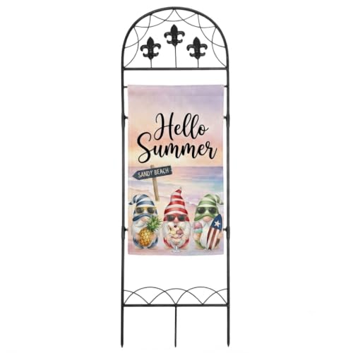 ESTTOP Garden Flag Stand Metal Yard Flag Holer Fleur Style Decorative Flag Pole Stake for Outside Suit for 12 * 24 inch Christmas Garden Flag (Flag Not Include)