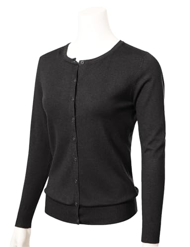 Image of Allsense Women's Long-Sleeve Crewneck Cardigan | Classic Button Down Sweater, Soft Fine Knit, Lightweight
