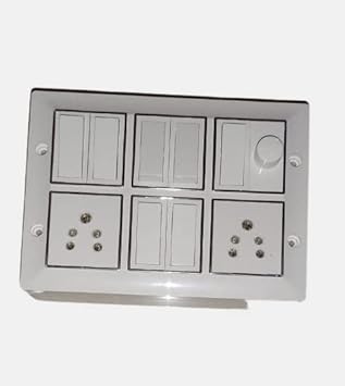 Supriya LED Combined Modular Junction Box Wall Mounting 6A Switch, Socket and Fan Regulator Box for Domestic Purpose (CONA) 7 Switch, 2 Socket and 1 Fan Regulator