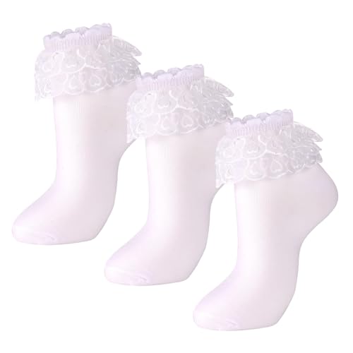 Dicry Women's Ruffle Socks Cotton Frilly Ankle Lace with Box