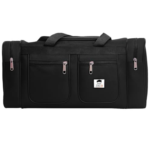 Bolsa de Viagem Grande, Preta, Multi-Compartimentos com Zíperes, Alças Resistentes Mala de Mão Viagem Avião Nylon