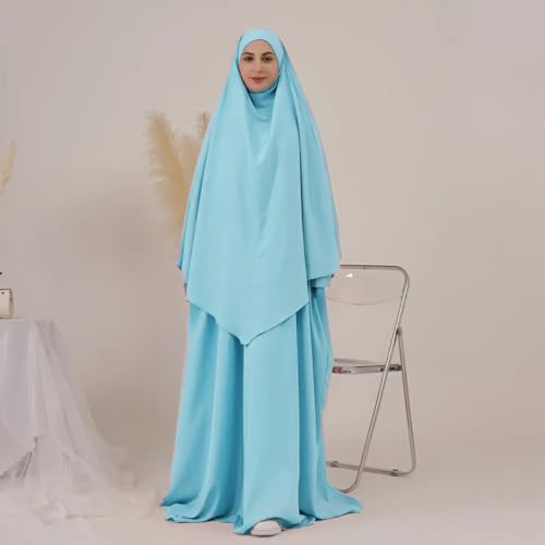 عباية صلاة للنساء من ستايلفيل.in، مصنوعة من البوليستر، باللون الأزرق البيبي، مقاس واحد، بتصميم فستان صلاة مع حجاب
