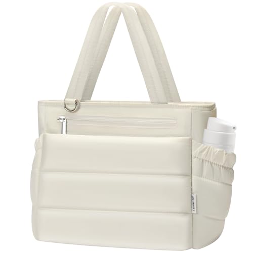 Lunch Box Tote Bag - Versatile Soft Insulated Lunchbox for Women - Lightweight Stylish Simple Lunch Pail Reusable Large Cooler Bag for Adults Work Office Camping Picnic Travel Outdoor Trips White 10L