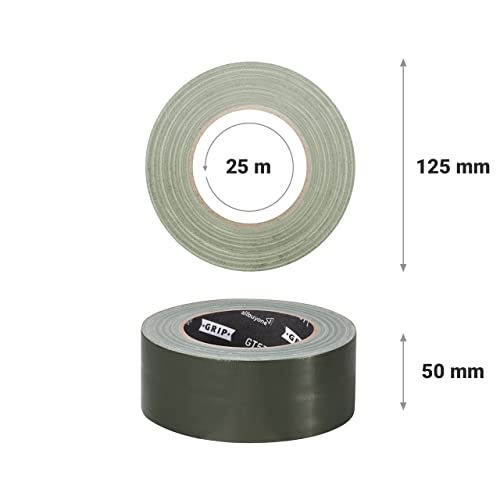 GRIP Eventbasics Gewebeband olivegrün, 50 mm x 25 m, Gaffa Tape olive GT 571, sehr hohe Klebkraft, Profi Gewebeklebeband zum Markieren, Basteln, Befestigen, Reparieren uvm. im Innen- und Außenbereich
