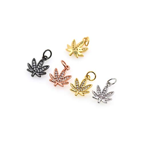 Bacatus Clear Cubic Leaves Pendant,Rhinestone Maple Leaf Charms,Personalized Jewelry Findings 10X13Mm cover