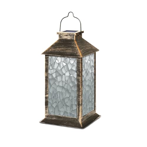 Solar Lantern Abstract Shattered Glass Reflective Silver Surface Outdoor Garden