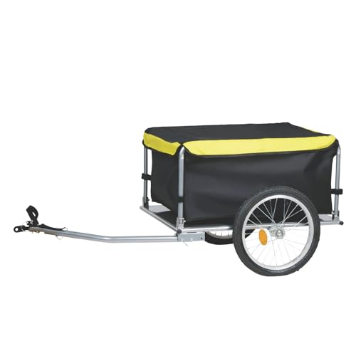 Charette vélo cargo pliable Dunlop jaune pour transporter vos bagages en voyage
