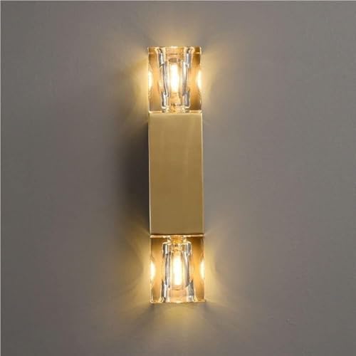 Aplique de pared vintage de cristal dorado – Lámpara LED regulable de tres colores para decoración elegante del hogar, iluminación de pared elegante para sala de estar y dormitorio