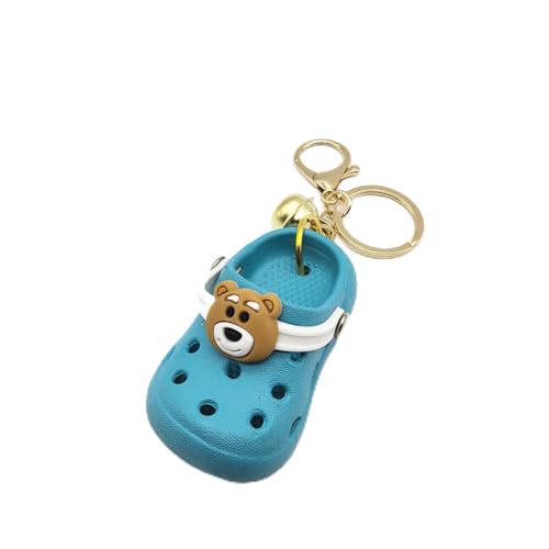 Exodmx Mini Silicone Croc Keychain with Bell Charm Silicone & Alloy Cute Shoe Keyring for Backpack Purse Luggage Decoration-blue