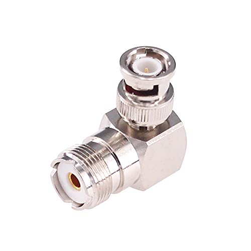 Adaptador coaxial BNC macho a UHF hembra ángulo derecho x2 miniatura 6